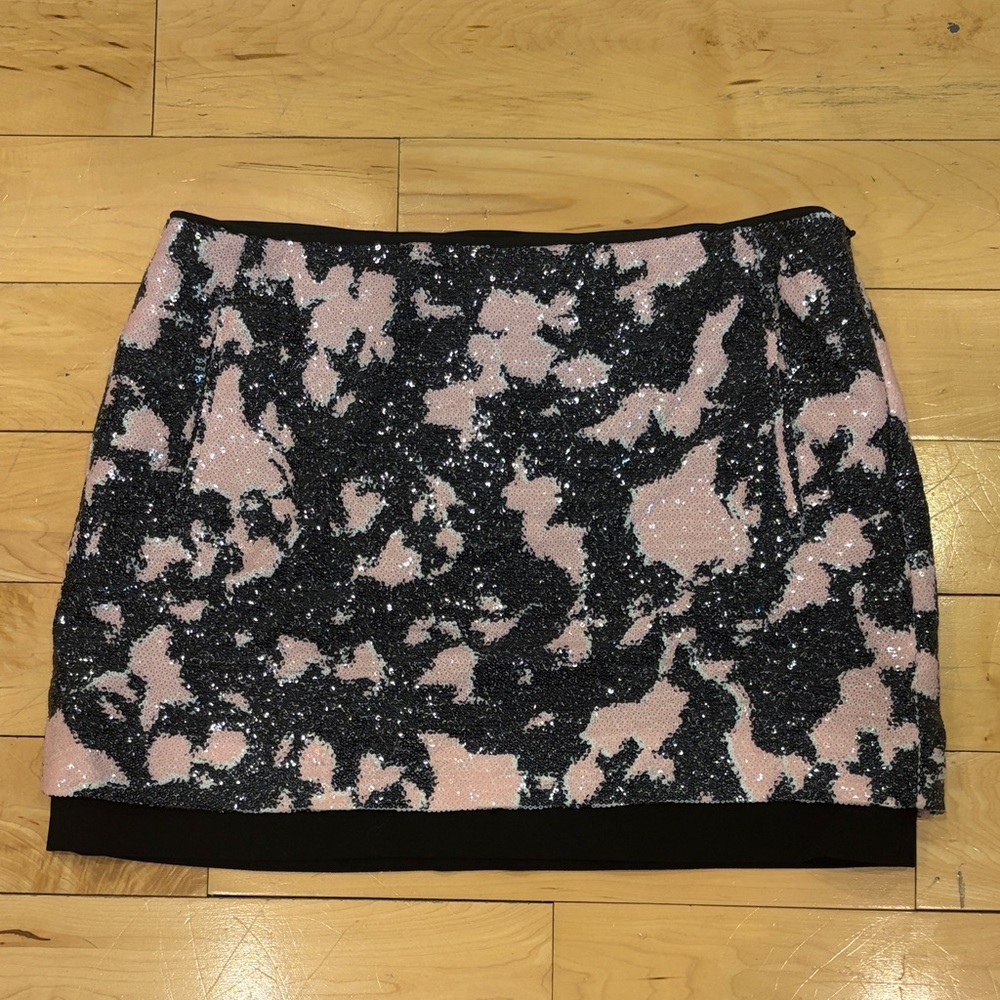 Diane Von Furstenberg Abstract Black and Pink Mini Skirt